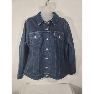 LEVI STRAUSS Original Trucker Denim Jean Jacket Dark Blue Wash Women's Size 3XL